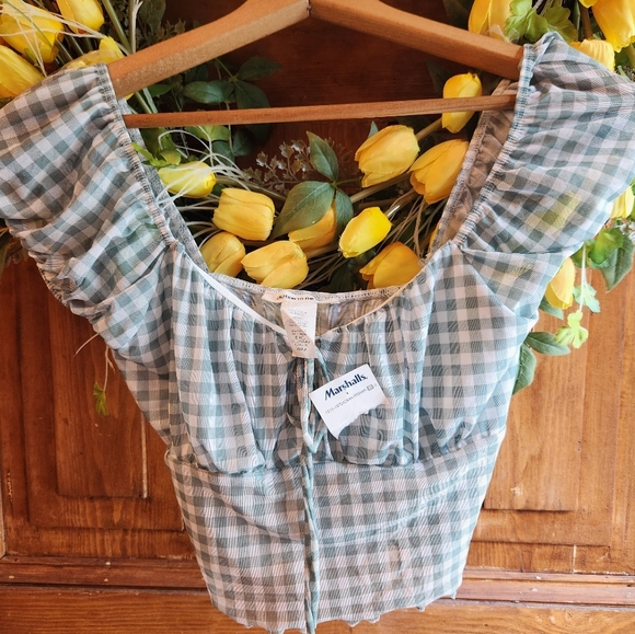 Caution To The Wind Tops - Nwt Womens gingham crop top